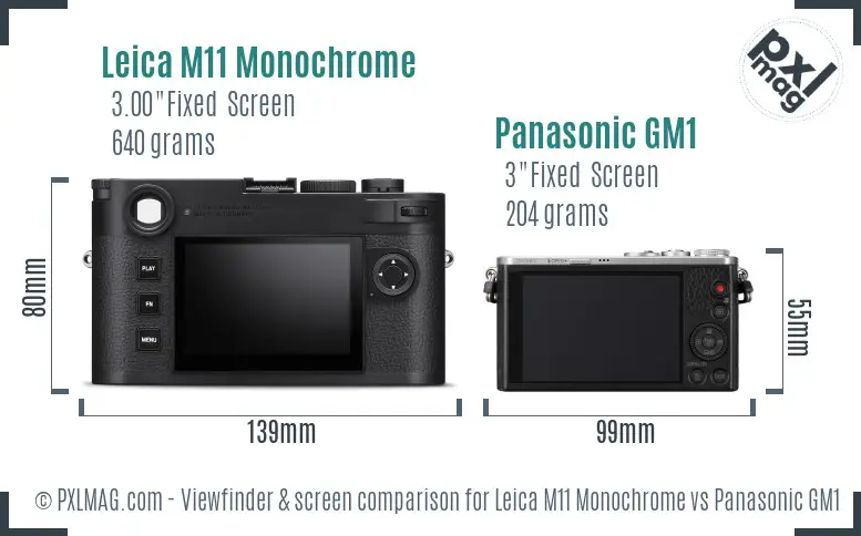 Leica M11 Monochrome vs Panasonic GM1 Screen and Viewfinder comparison Leica M11 Monochrome vs Panasonic GM1 Screen and Viewfinder comparison