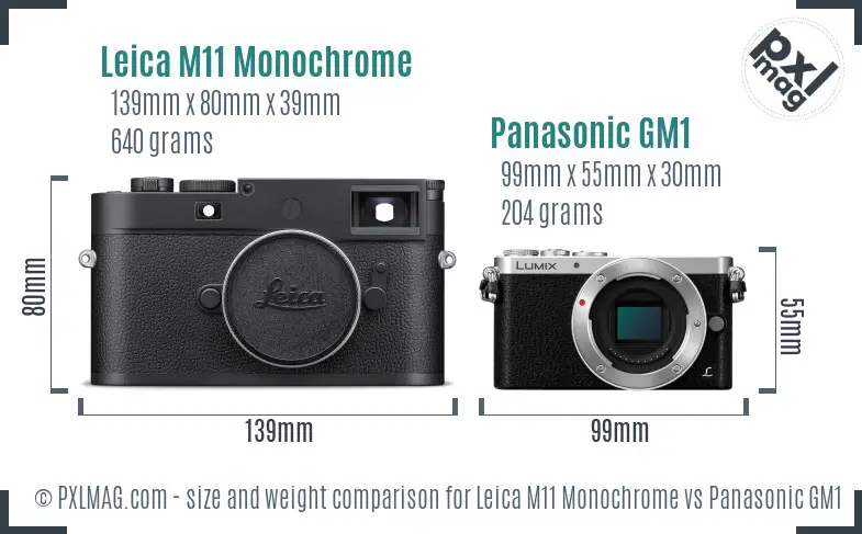 Leica M11 Monochrome vs Panasonic GM1 size comparison Leica M11 Monochrome vs Panasonic GM1 size comparison