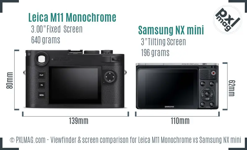 Leica M11 Monochrome vs Samsung NX mini Screen and Viewfinder comparison Leica M11 Monochrome vs Samsung NX mini Screen and Viewfinder comparison