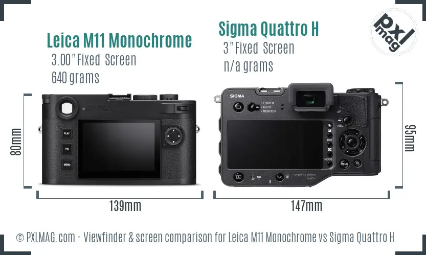 Leica M11 Monochrome vs Sigma Quattro H Screen and Viewfinder comparison