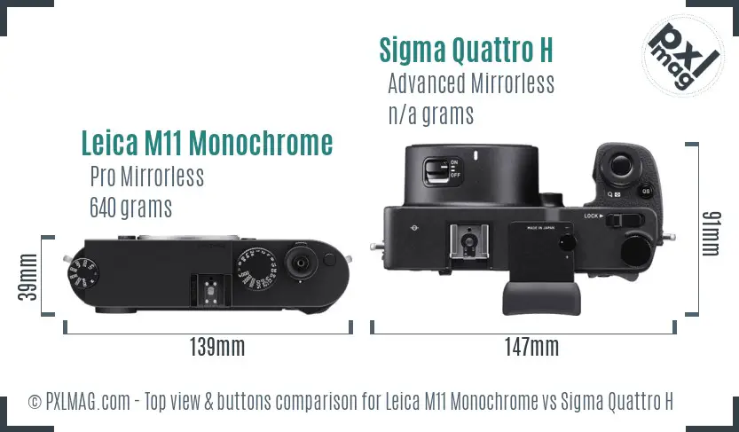 Leica M11 Monochrome vs Sigma Quattro H top view buttons comparison