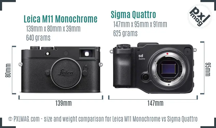 Leica M11 Monochrome vs Sigma Quattro size comparison Leica M11 Monochrome vs Sigma Quattro size comparison