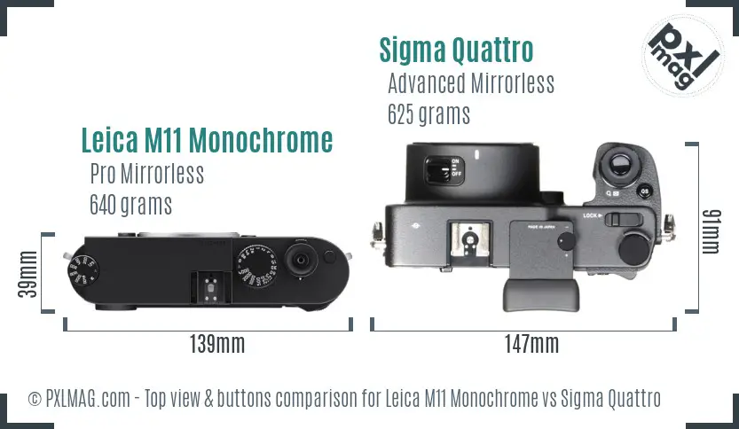 Leica M11 Monochrome vs Sigma Quattro top view buttons comparison Leica M11 Monochrome vs Sigma Quattro top view buttons comparison