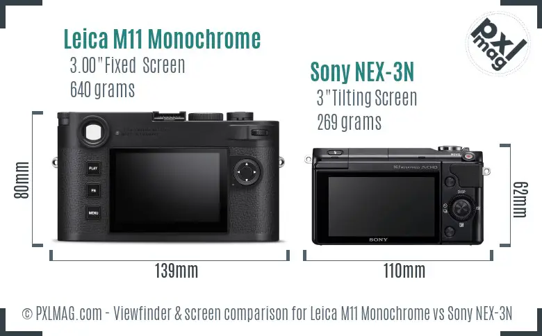 Leica M11 Monochrome vs Sony NEX-3N Screen and Viewfinder comparison Leica M11 Monochrome vs Sony NEX-3N Screen and Viewfinder comparison