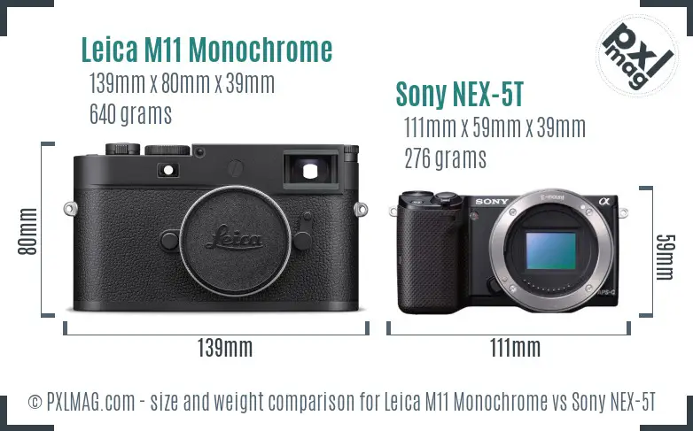 Leica M11 Monochrome vs Sony NEX-5T size comparison Leica M11 Monochrome vs Sony NEX-5T size comparison