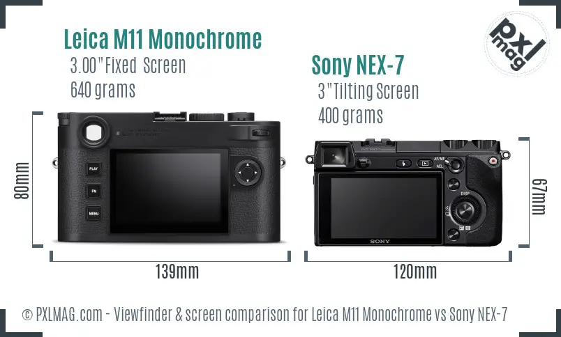 Leica M11 Monochrome vs Sony NEX-7 Screen and Viewfinder comparison Leica M11 Monochrome vs Sony NEX-7 Screen and Viewfinder comparison