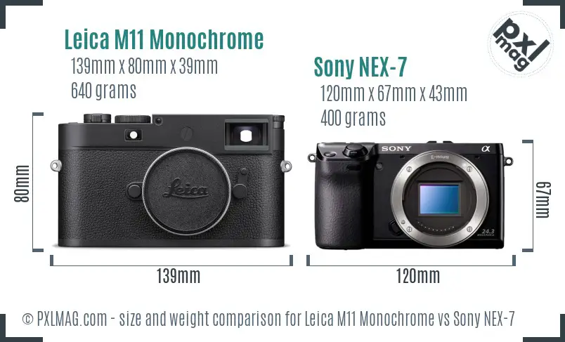 Leica M11 Monochrome vs Sony NEX-7 size comparison Leica M11 Monochrome vs Sony NEX-7 size comparison