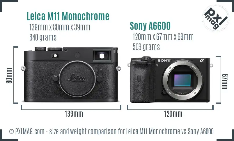 Leica M11 Monochrome vs Sony A6600 size comparison