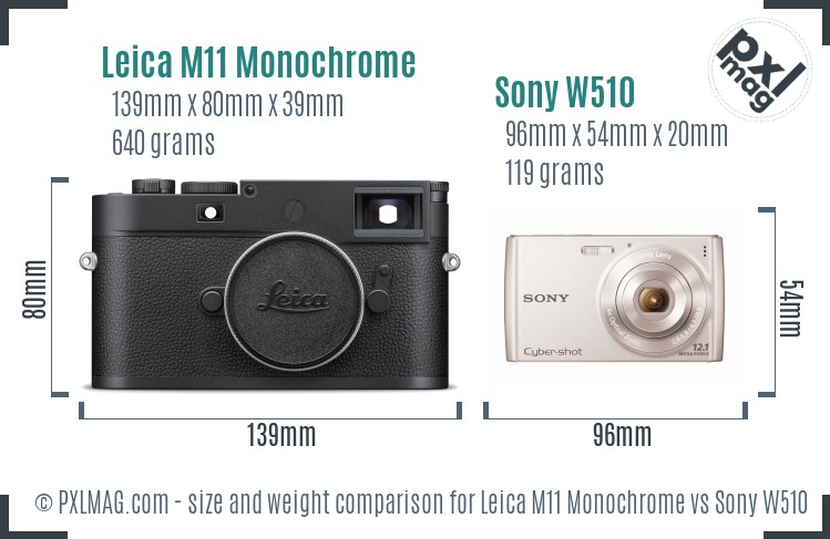 Leica M11 Monochrome vs Sony W510 size comparison Leica M11 Monochrome vs Sony W510 size comparison
