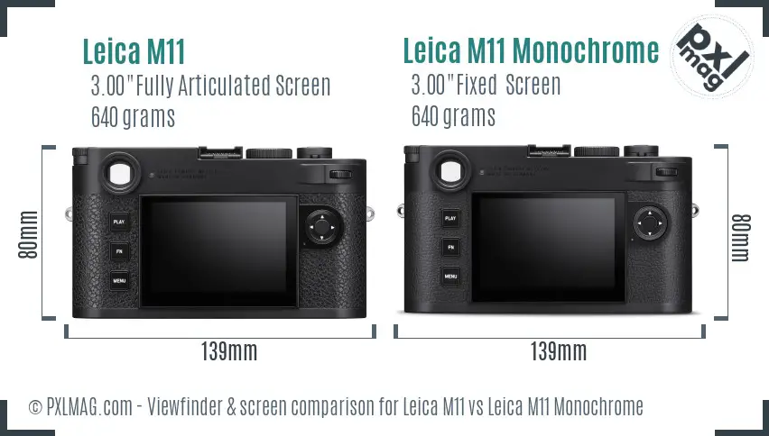 Leica M11 vs Leica M11 Monochrome Screen and Viewfinder comparison