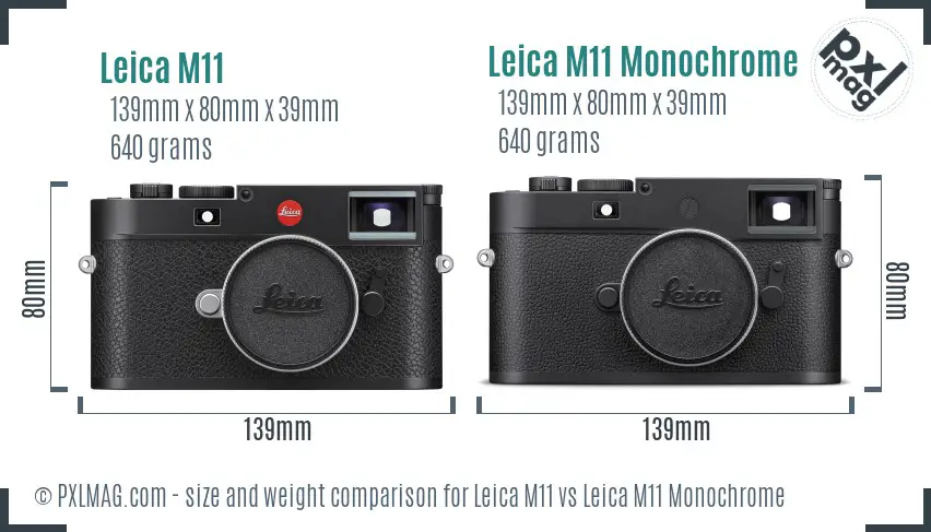 Leica M11 vs Leica M11 Monochrome size comparison