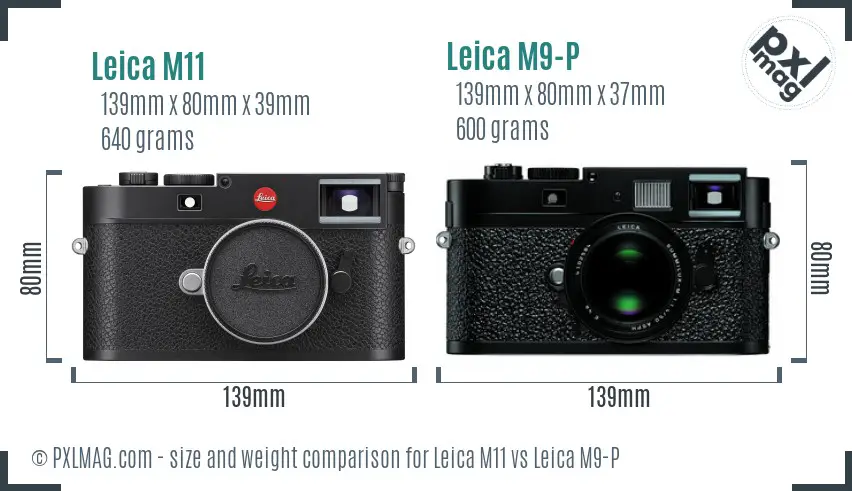 Leica M11 vs Leica M9-P size comparison