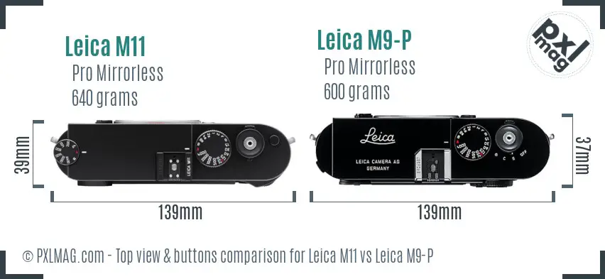 Leica M11 vs Leica M9-P top view buttons comparison