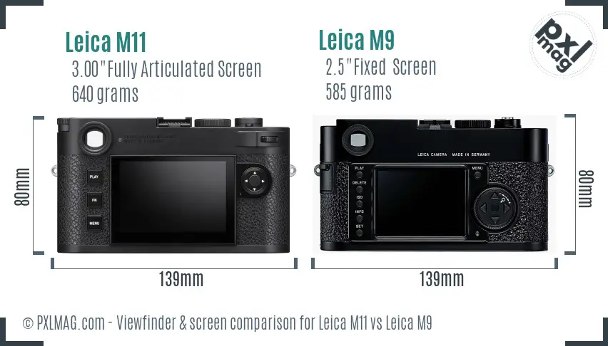 Leica M11 vs Leica M9 Screen and Viewfinder comparison