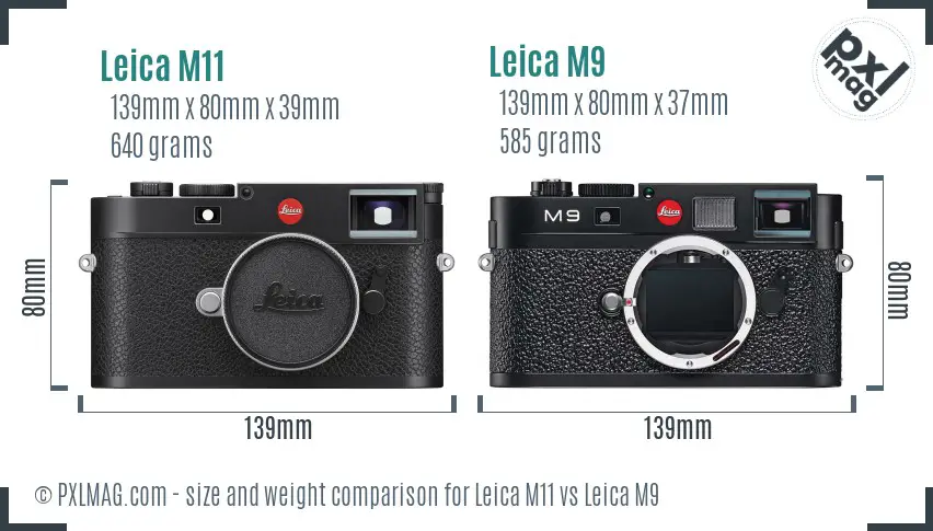 Leica M11 vs Leica M9 size comparison