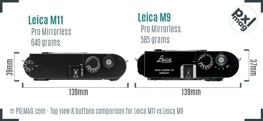 Leica M11 vs Leica M9 top view buttons comparison