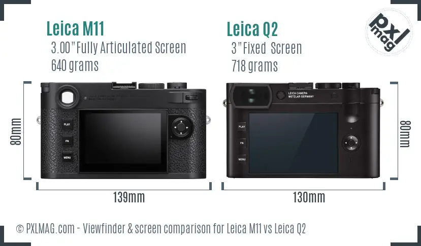 Leica M11 vs Leica Q2 Screen and Viewfinder comparison