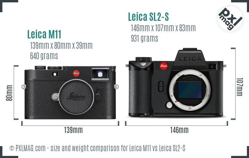 Leica M11 vs Leica SL2-S size comparison