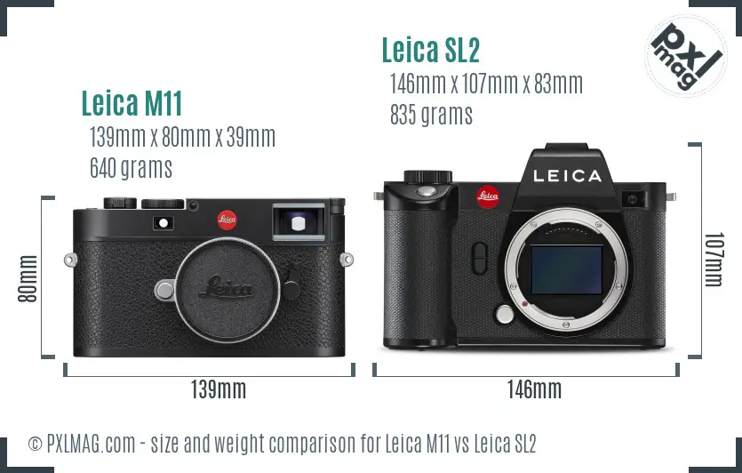 Leica M11 vs Leica SL2 size comparison