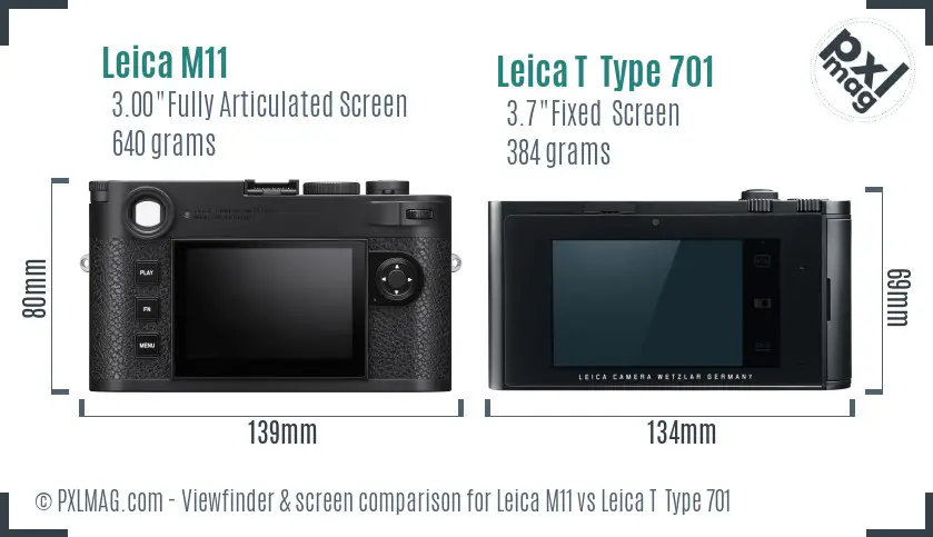 Leica M11 vs Leica T  Type 701 Screen and Viewfinder comparison