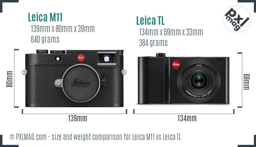 Leica M11 vs Leica TL size comparison