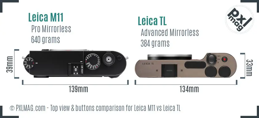 Leica M11 vs Leica TL top view buttons comparison