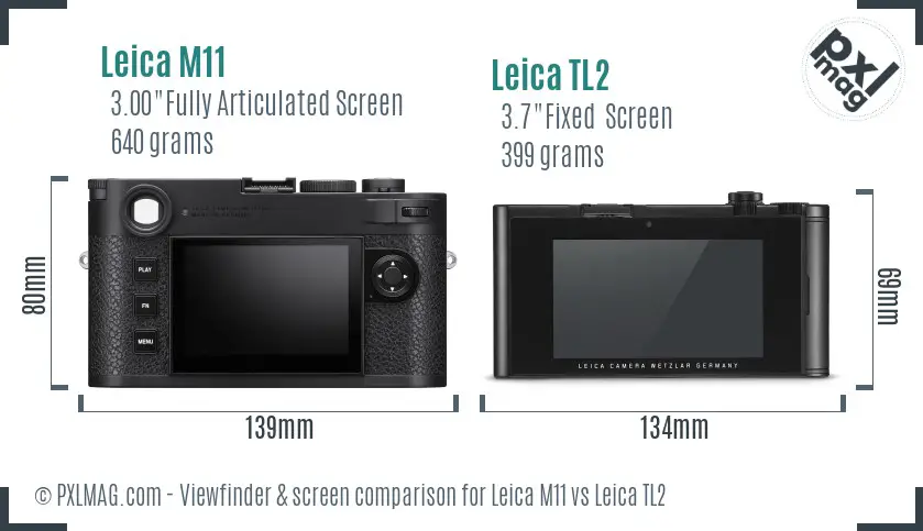 Leica M11 vs Leica TL2 Screen and Viewfinder comparison