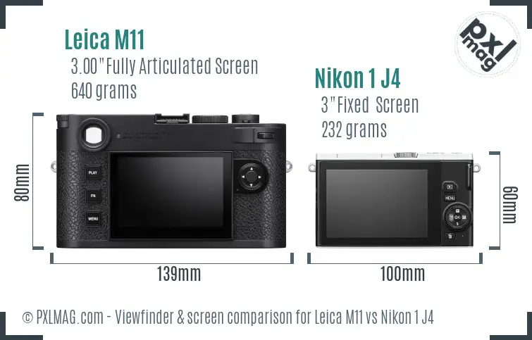 Leica M11 vs Nikon 1 J4 Screen and Viewfinder comparison