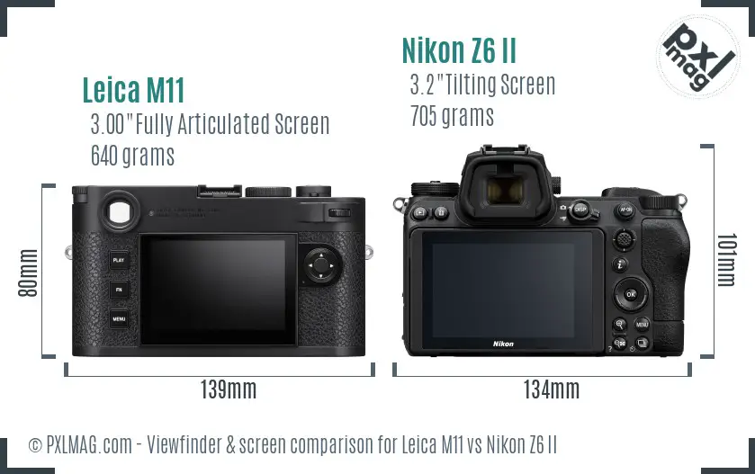 Leica M11 vs Nikon Z6 II Screen and Viewfinder comparison