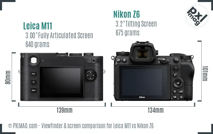 Leica M11 vs Nikon Z6 Screen and Viewfinder comparison