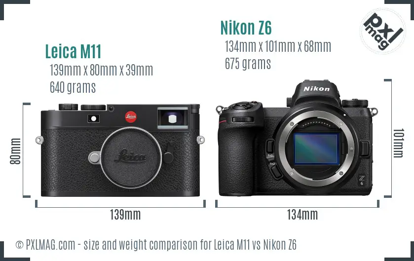 Leica M11 vs Nikon Z6 size comparison