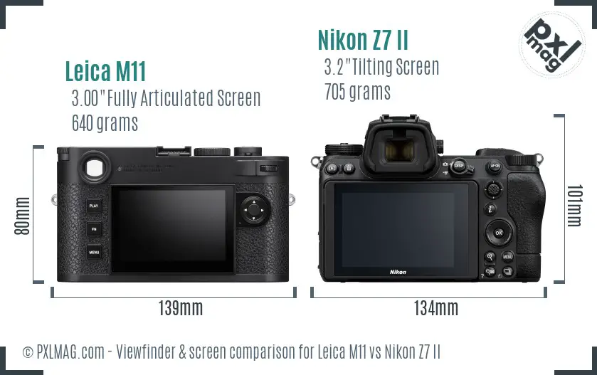 Leica M11 vs Nikon Z7 II Screen and Viewfinder comparison