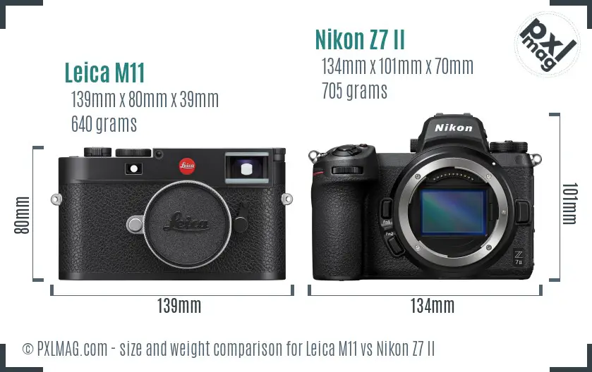Leica M11 vs Nikon Z7 II size comparison
