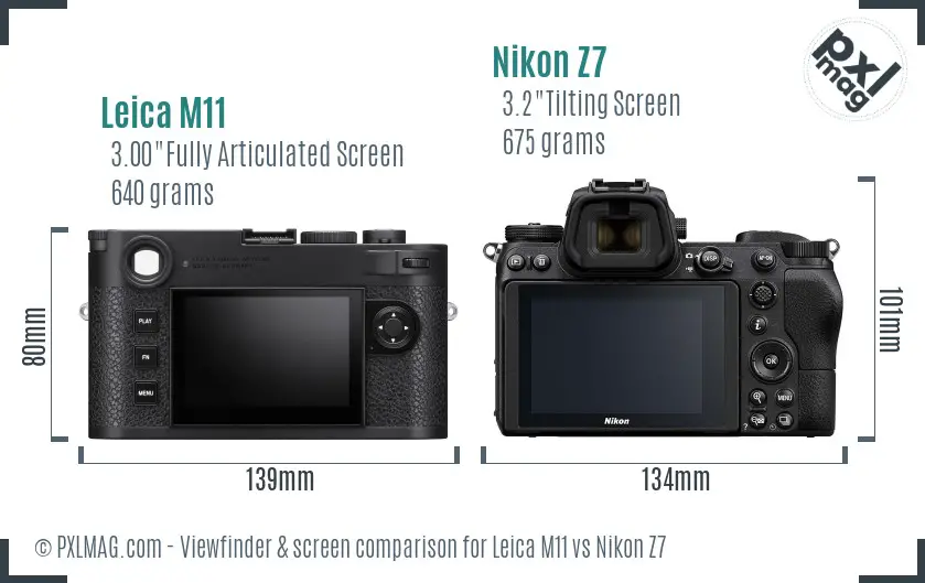 Leica M11 vs Nikon Z7 Screen and Viewfinder comparison