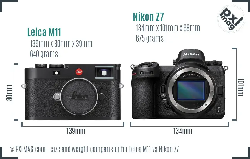 Leica M11 vs Nikon Z7 size comparison