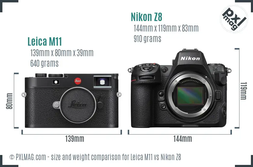 Leica M11 vs Nikon Z8 size comparison