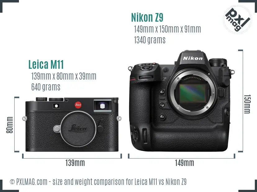 Leica M11 vs Nikon Z9 size comparison