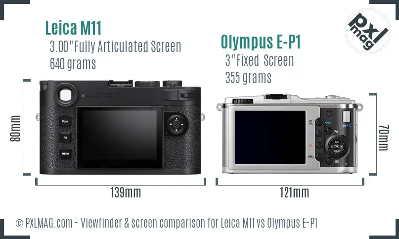 Leica M11 vs Olympus E-P1 Screen and Viewfinder comparison