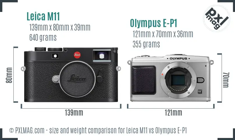 Leica M11 vs Olympus E-P1 size comparison