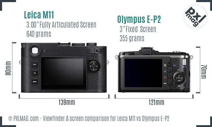 Leica M11 vs Olympus E-P2 Screen and Viewfinder comparison