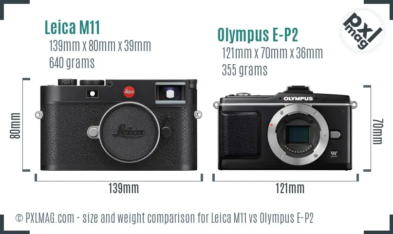 Leica M11 vs Olympus E-P2 size comparison