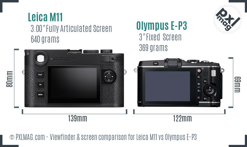 Leica M11 vs Olympus E-P3 Screen and Viewfinder comparison