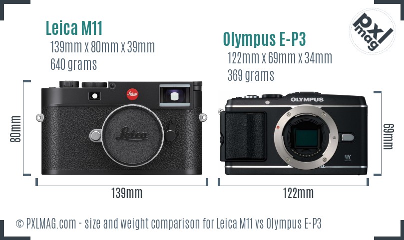 Leica M11 vs Olympus E-P3 size comparison