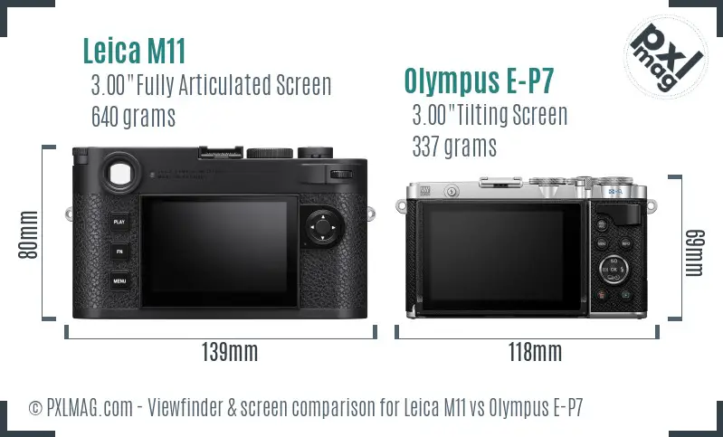 Leica M11 vs Olympus E-P7 Screen and Viewfinder comparison