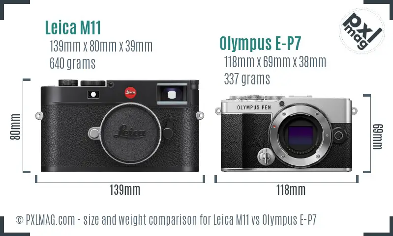 Leica M11 vs Olympus E-P7 size comparison