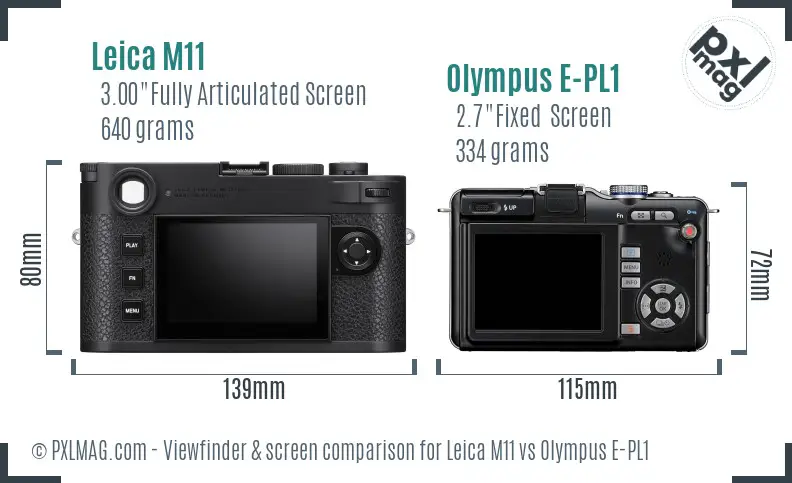 Leica M11 vs Olympus E-PL1 Screen and Viewfinder comparison