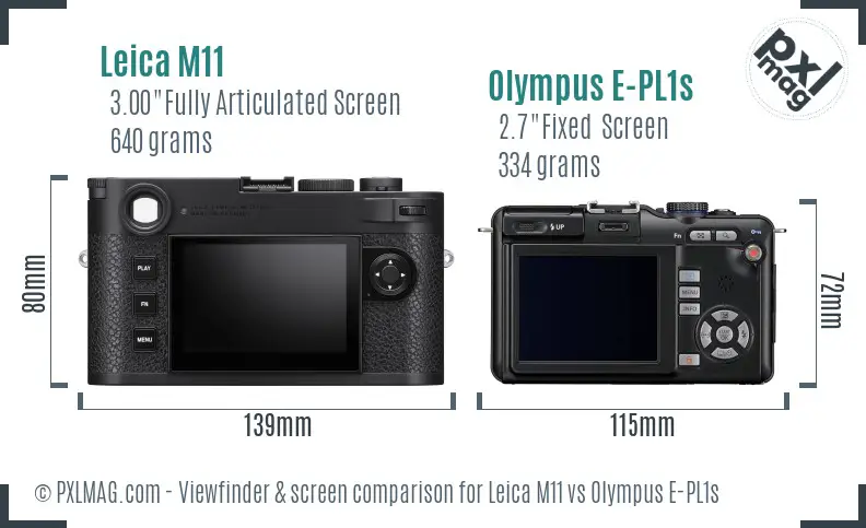 Leica M11 vs Olympus E-PL1s Screen and Viewfinder comparison Leica M11 vs Olympus E-PL1s Screen and Viewfinder comparison