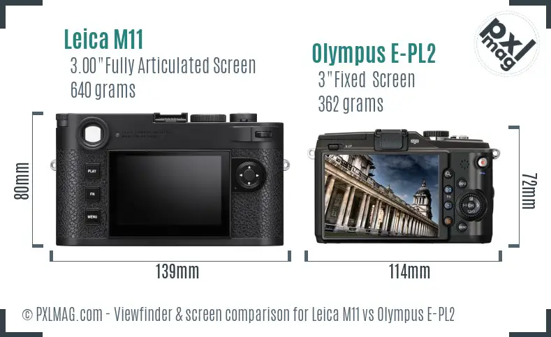 Leica M11 vs Olympus E-PL2 Screen and Viewfinder comparison