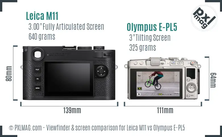 Leica M11 vs Olympus E-PL5 Screen and Viewfinder comparison