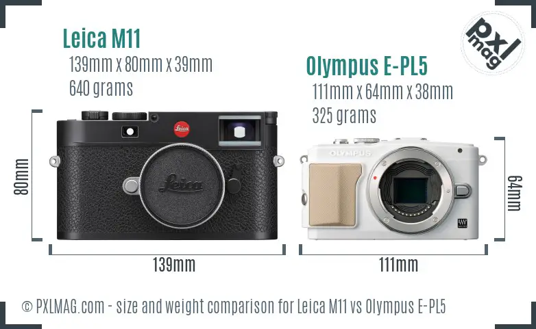 Leica M11 vs Olympus E-PL5 size comparison